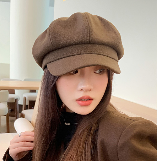 Mũ bê rê nữ dạ trơn 2 lớp cao cấp phong cách Hàn, nón nồi có vành cho nữ mới