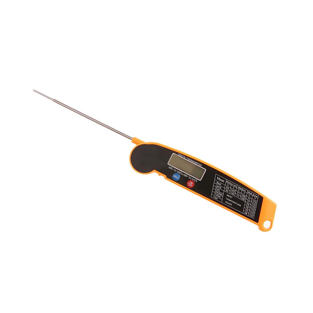Digital Food Thermometer With Folding Long Probe BBQ Meat Water Milk Smoker Household Cooking Temperature Tools Black Yellow