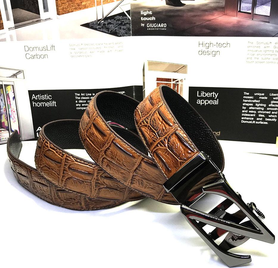 Thắt lưng/ dây nịt nam khóa tự động vân cá sấu có hộp đựng theo kèm LOẠI 1