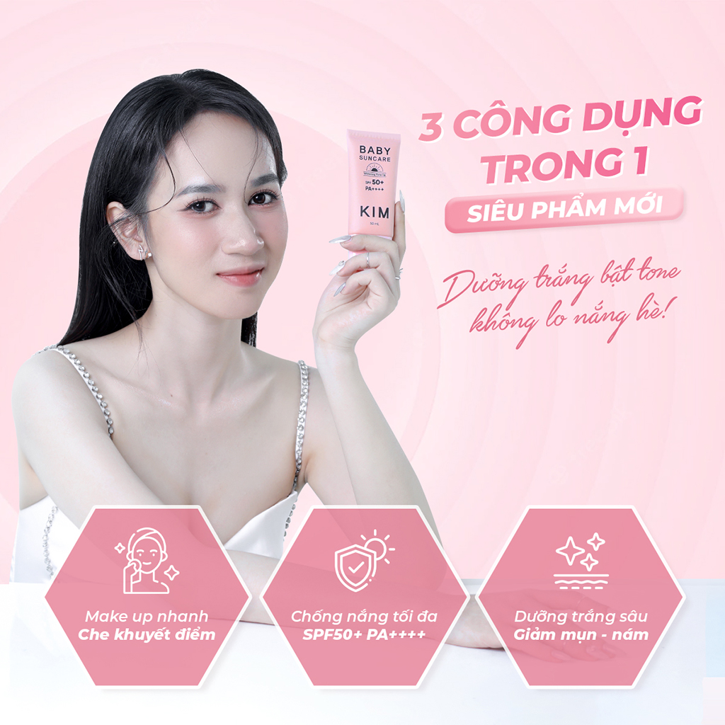 Kem chống nắng Baby SunCare SPF50+ bảo vệ da nâng tone che khuyết điểm ngừa mụn, nám da