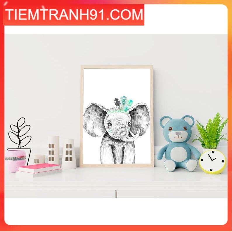 Tranh treo tường | Tranh cho bé-Elephant Nursery Print 102 , tranh canvas giá rẻ