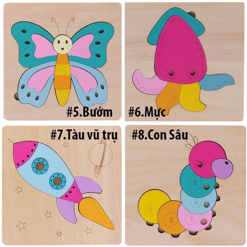 Tranh ghép gỗ đồ chơi gỗ cho bé từ 2 tuổi nền trắng Loại Gỗ Dày Puzzletoys