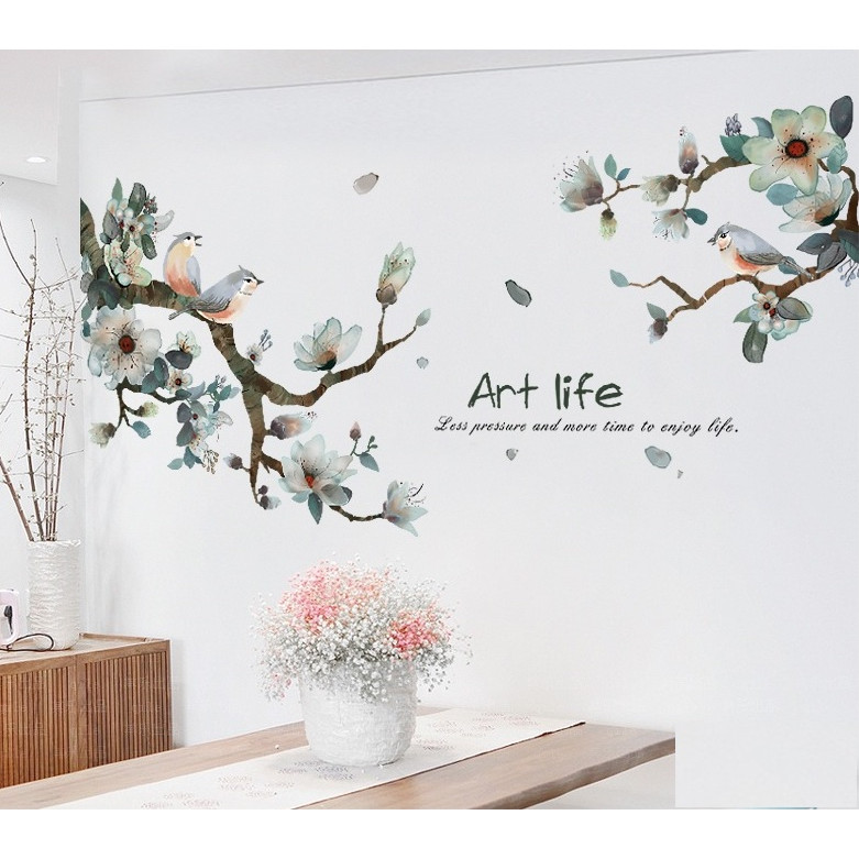 Decal dán tường - Hoa bay hữu tình