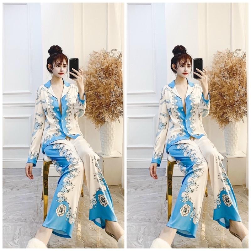 BỘ PYJAMA LỤA CAO CẤP QC XANH NGỌC