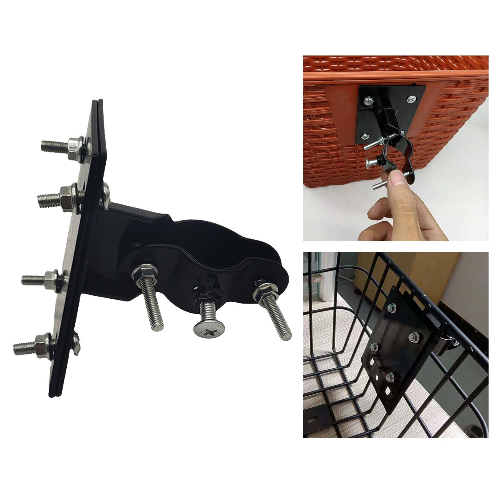 Bike Basket Fixed Holder Portable Stem Holder Detachable Bicycle Basket Attachment Basil Fixed Mounted Front Basket Hanger for Folding Bike