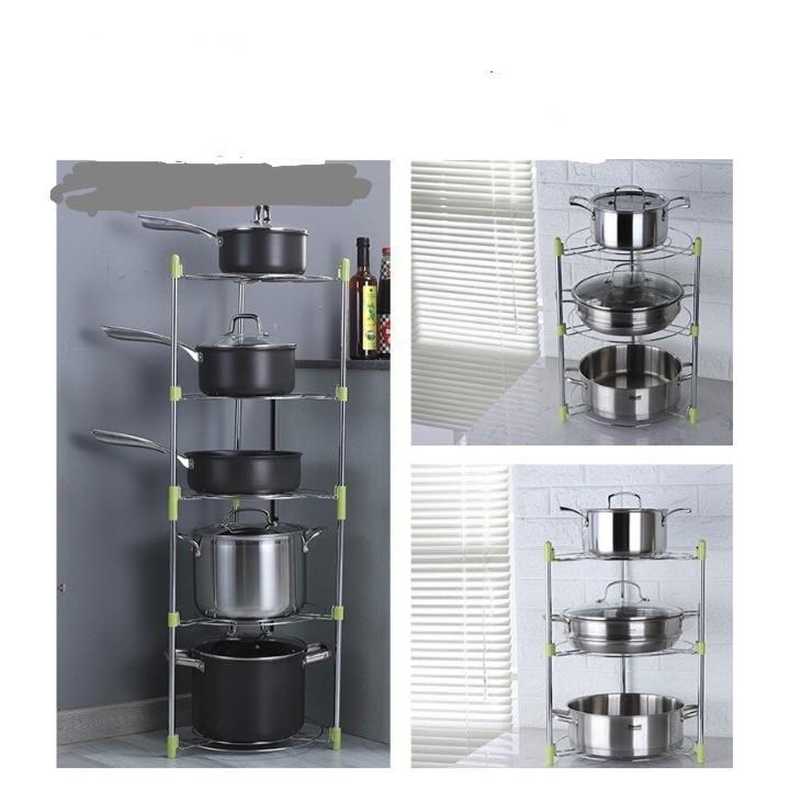 KỆ ĐỂ XOONG NỒI CHẢO 5 TẦNG INOX DÀY DẶN