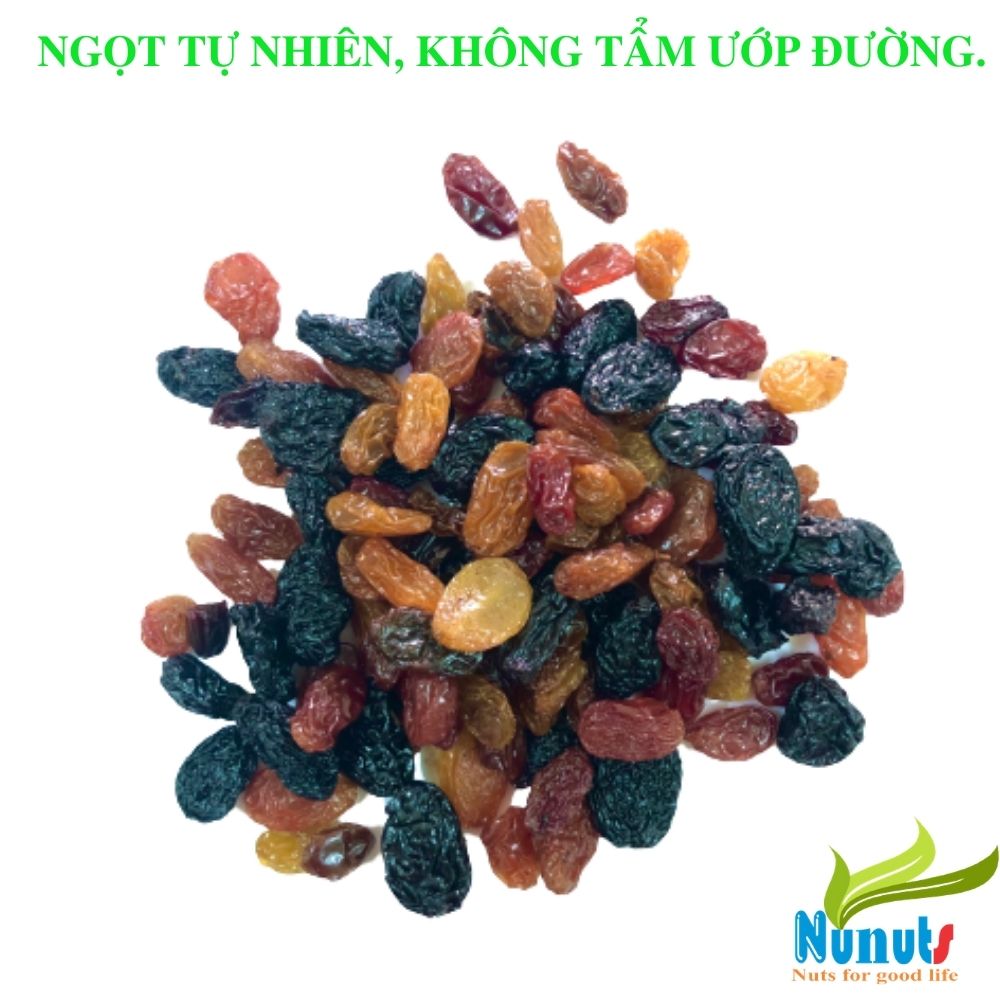 Nho khô 3 màu raisin chua chua ngọt ngọt, không tẩm ướp đường,quả to thơm ngon Nunuts