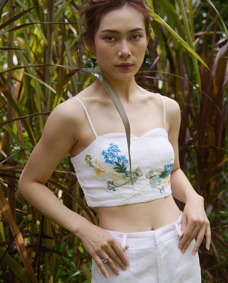Áo Croptop Linen Thêu Tay Mơ TOP208 thời trang thiết kế Hity