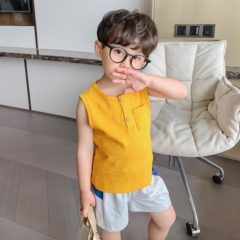 Áo thun bé trai ba lỗ sát nách cotton thoáng mát màu trơn túi ngực size đại 30kg Magickids Quần áo trẻ em AO22020