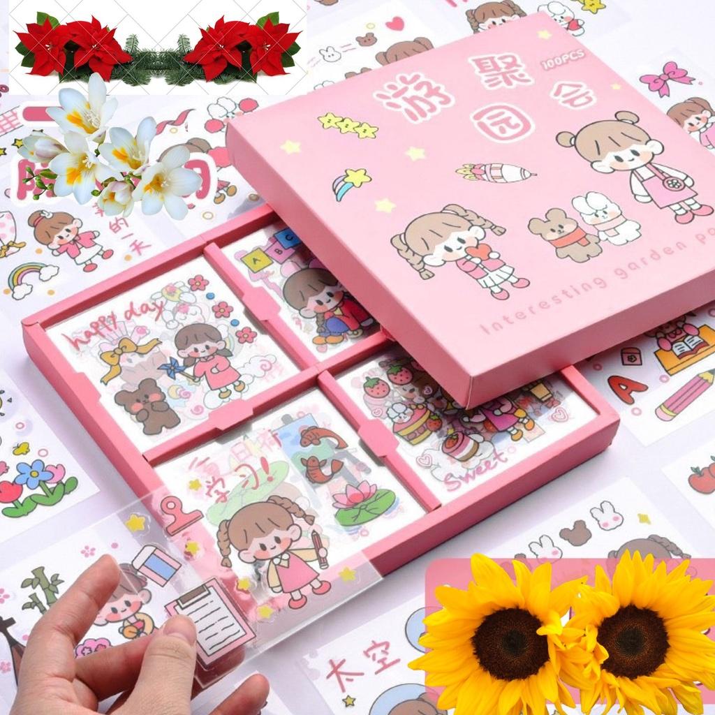 Set 25 tấm sticker cute dán trang trí tập vở, bình nước, họa tiết hoạt hình trong suốt - Vpp Thiên Ái