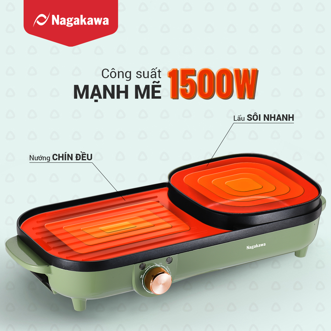 Bếp lẩu nướng điện đa năng Nagakawa NAG3104 (1500W) - Hàng chính hãng