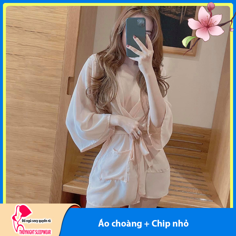 Áo choàng ngủ nữ kiểu kimono Q26 - Áo choàng ngủ có túi cao cấp