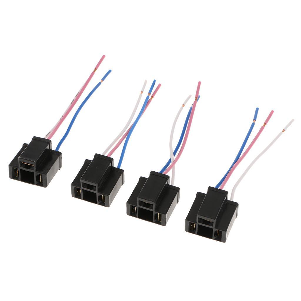 4PCS  Female Adapters Wiring Harness Socket with 4" Wire For Headlight Fog