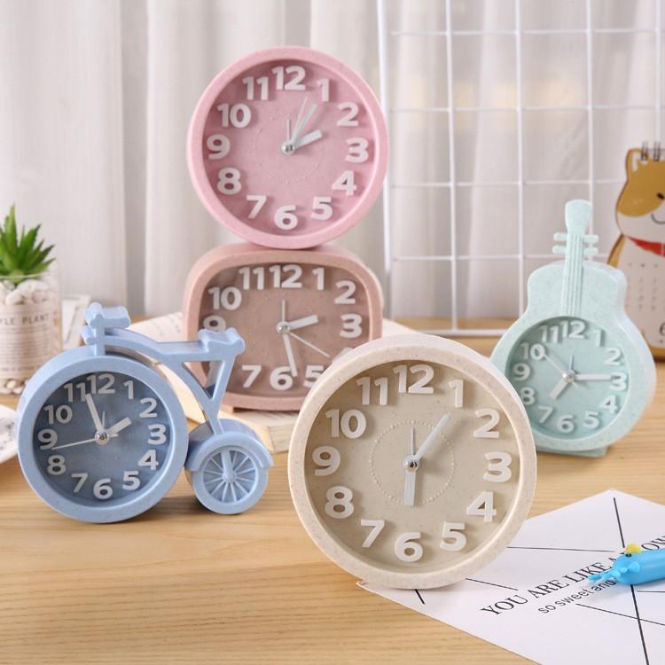 Đồng Hồ Báo Thức Decor Trang Trí Đẹp Cute Lúa Mì Hình Tròn Và Xe Đạp -