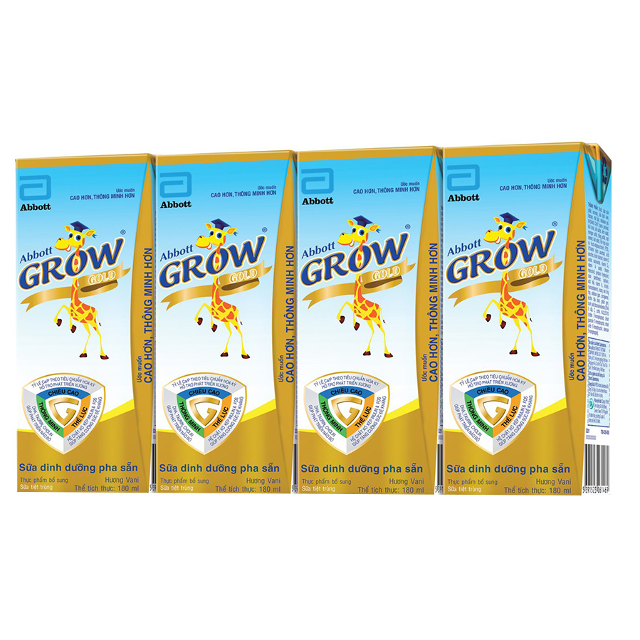 Lốc 04 Hộp Sữa Nước Abbott Grow Gold 180ml