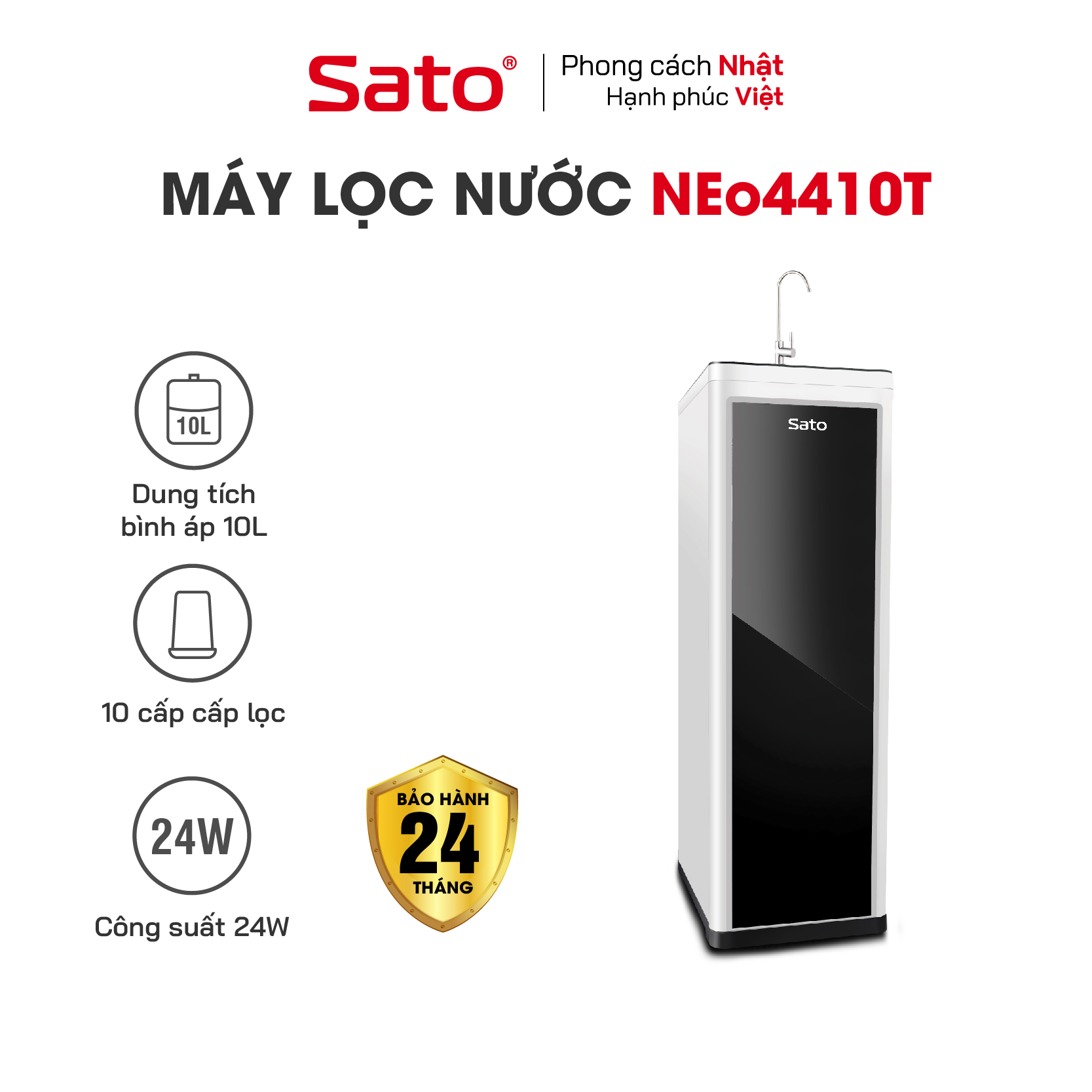 Máy lọc nước Sato Neo1 NEo4410T 10 cấp lọc - Hệ thống 10 lõi lọc vượt trội, lọc sạch, bổ sung khoáng chất - Miễn phí vận chuyển toàn quốc - Hàng chính hãng
