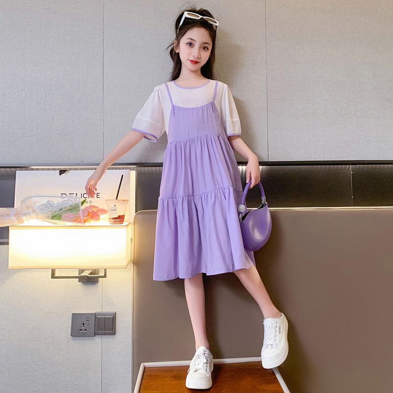 DIYIWEI Cô gái ăn mặc mùa hè 2023 phong cách phương Tây lớn bé lưới váy trẻ em mỏng giả hai váy công chúa
