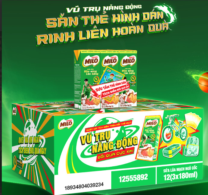 Sữa lúa mạch Nestlé MILO Bữa Sáng Thùng 36 hộp x 180ml - Giao mẫu ngẫu nhiên