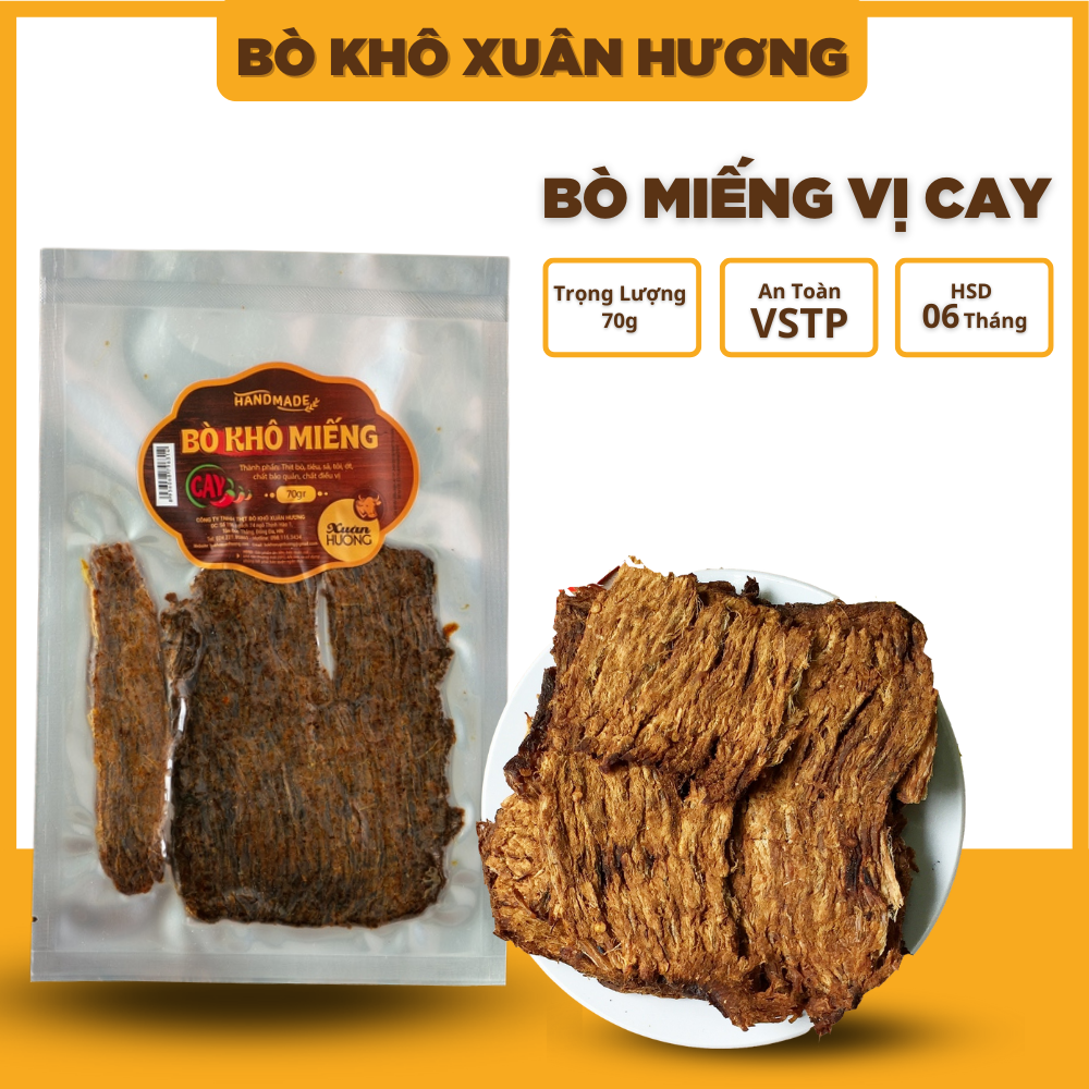 Khô bò khô miếng loại 1, thịt bò khô miếng que vị cay đặc biệt Xuân Hương siêu ngon 70g