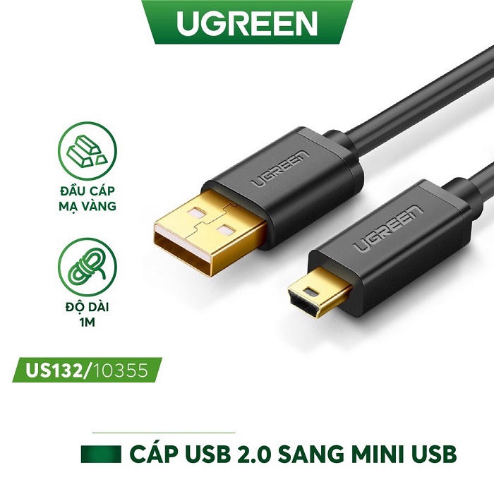 Cáp dữ liệu USB 2.0 sang Mini USB,truyền dữ liệu từ máy tính ra điện thoại dài 1M Ugreen ( 10355) hàng chính hãng