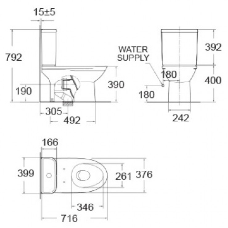 Bồn cầu hai khối American Standard 2630-WT