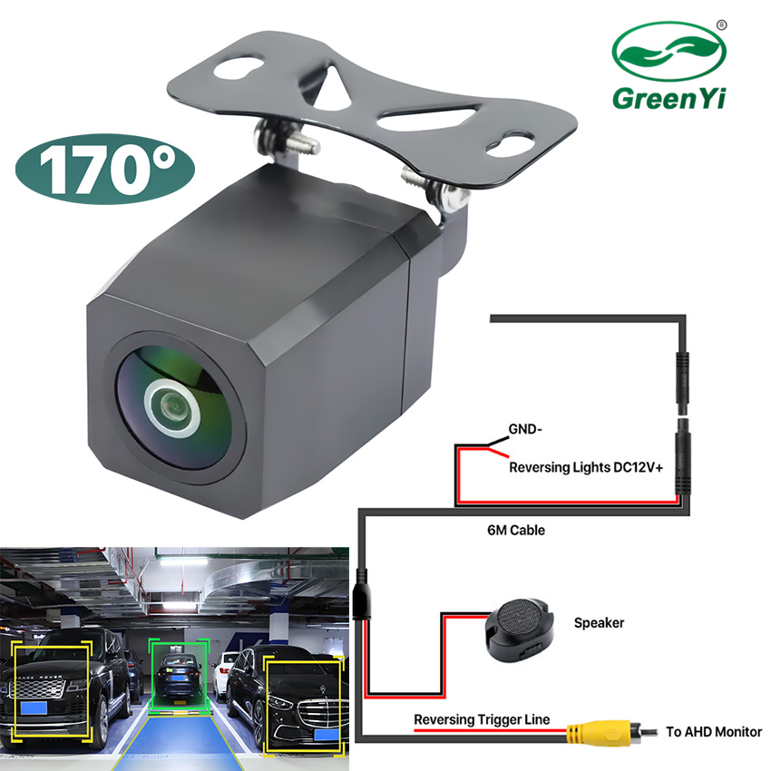 Camera lùi phát hiện cảnh báo người đi bộ và xe cộ thương hiệu GreenYi AHD AIC816 1080P, ADAS, AI - Hàng nhập khẩu