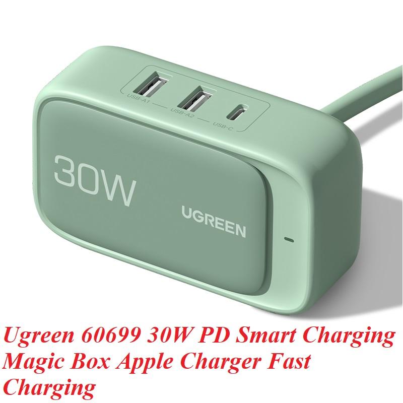 Ugreen UG60699CD280TK chân cắm AU màu xanh cáp nguồn dài 1.5m 30w 2a + 1c sạc di động hỗ trợ PD - HÀNG CHÍNH HÃNG