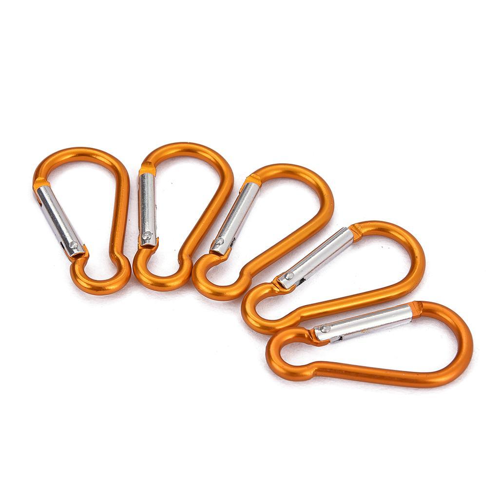 5 Pieces Aluminum D Shape Buckle Carabiner Key Chain Clip Hook for Home Hiking Camping