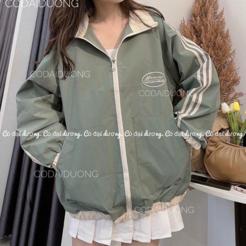 Hình ảnh Áo Khoác Dù Chống Nắng Phối Sọc Unisex Ulzzang Logo Thêu Cao Cấp, Áo Bomber Unisex Nam Nữ Cá Tính Hàng Xịn Chất Dày Dặn Hottrend