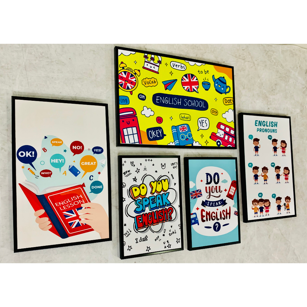 {HCM}Tranh treo tường tranh trang trí lớp học tiếng anh tặng kèm đinh 3 chân không cần khoan tườn