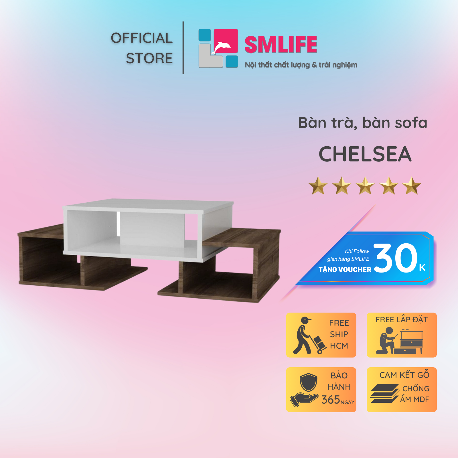 Bàn sofa hiện đại kiểu dáng nhỏ gọn SMLIFE Chelsea