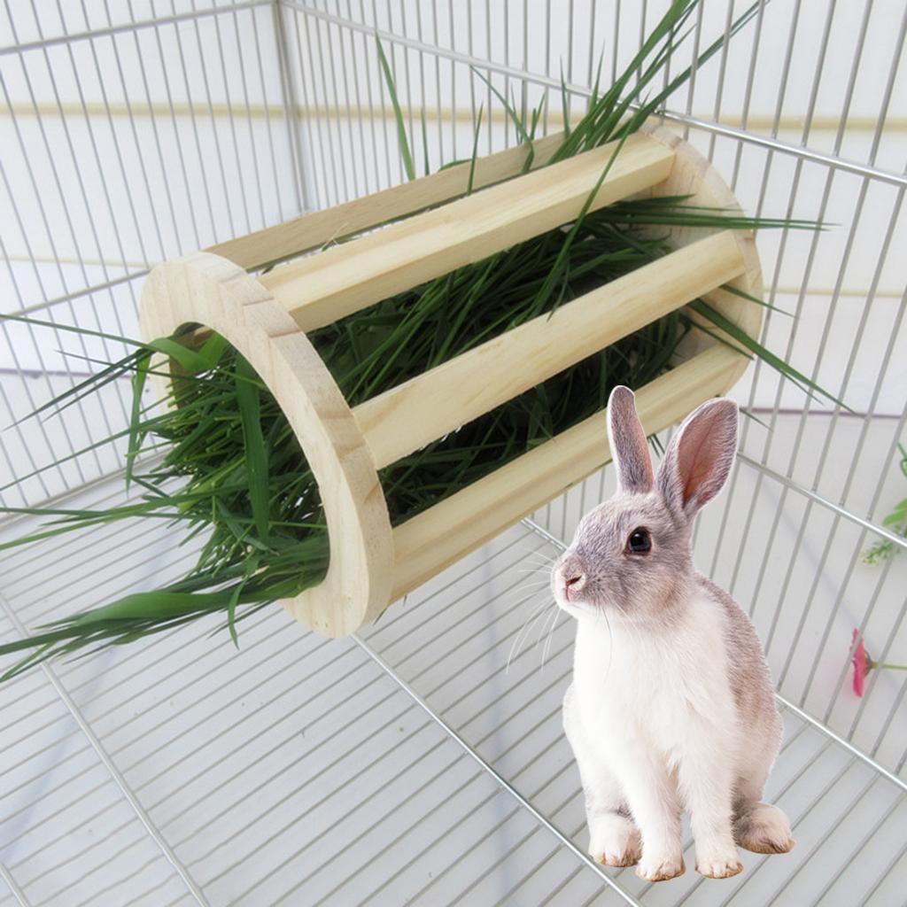 Small Pet Wooden Rack Feeder Hay Grass Nest Holder for Rabbit Guinea Pig