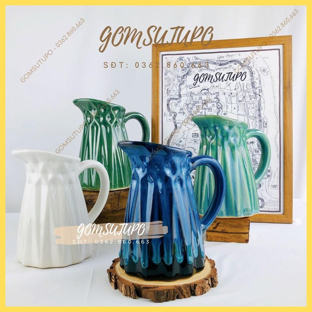 Bình Hoa Tay Cầm - Dáng Bình Sữa - Men Hoả Biến - Gốm Sứ Bát Tràng - Tràng Trí Decor - Nội Thất