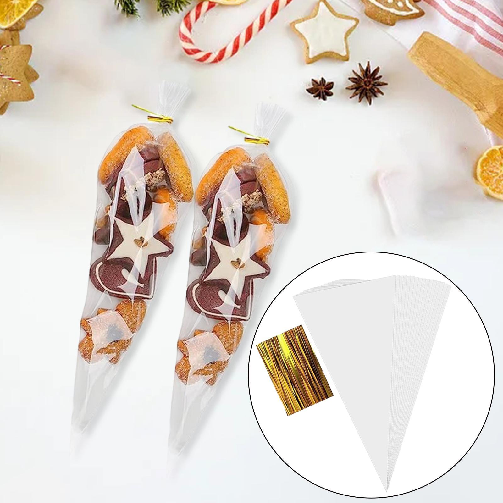 Transparent Cone Treat Bags Candy Gift Bag for Birthday Parties Thanksgiving