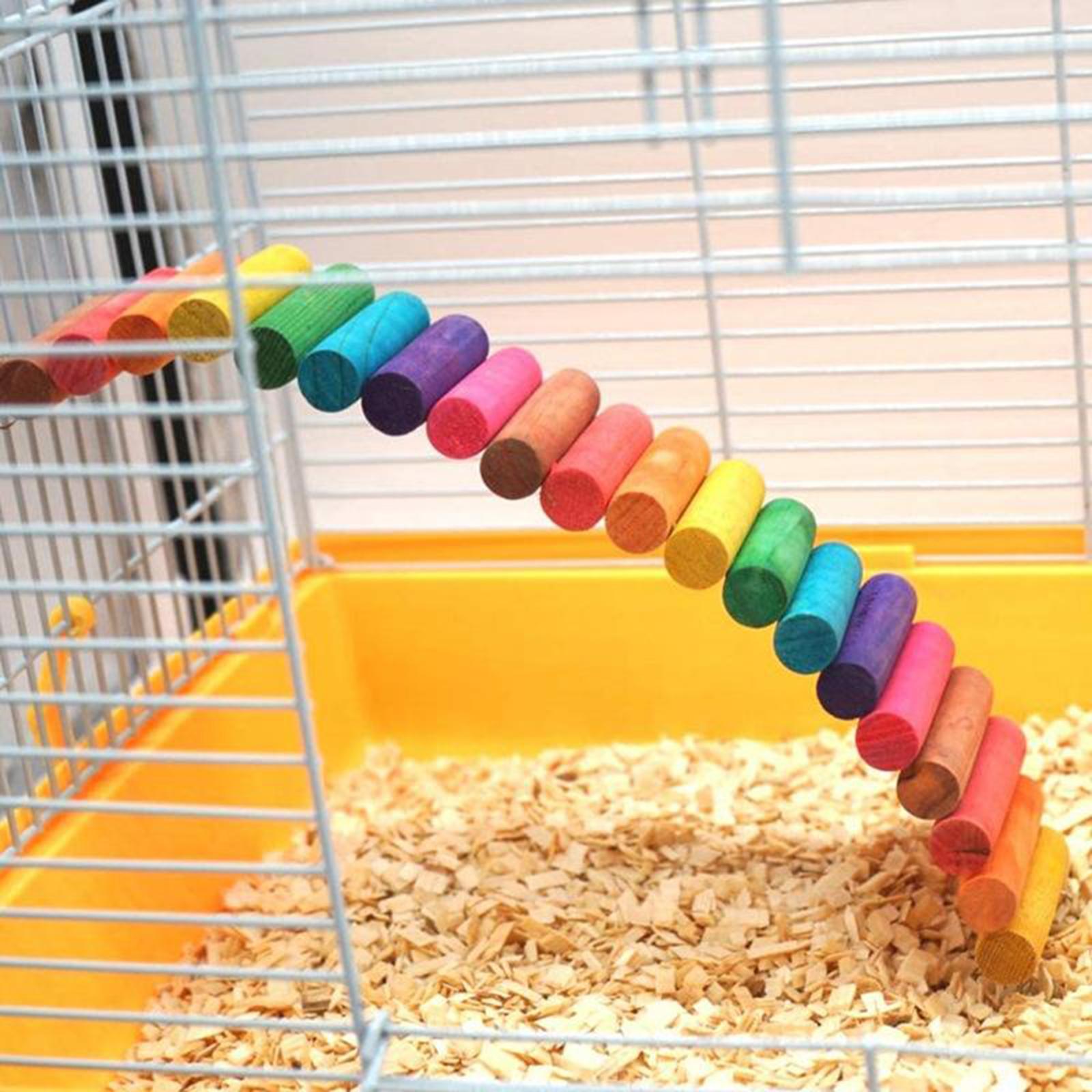 Adjustable Pine Hamster Suspension Bridge Wooden Pet Ladder Mice Parrot Stand Swing Platform Cage Toy Squirrel Playing Rack