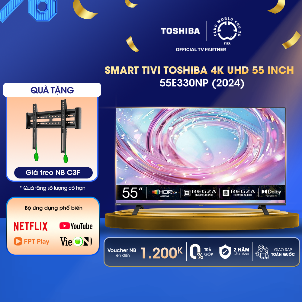 Smart Tivi TOSHIBA 55 inch 55E330NP, Màn Hình LED 4K UHD - Giao Hàng Toàn Quốc - Hàng Chính Hãng