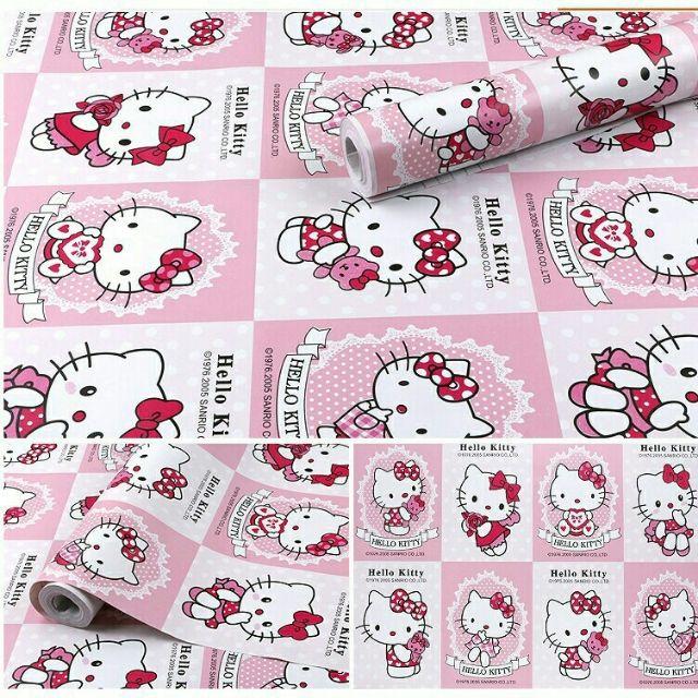 Giấy dán tường Kitty ô vuông