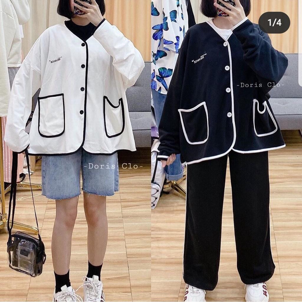 Áo khoác nỉ Cardigan ️/Áo nỉ bông viền full xinh xắn, trần bông êm ái - KN35