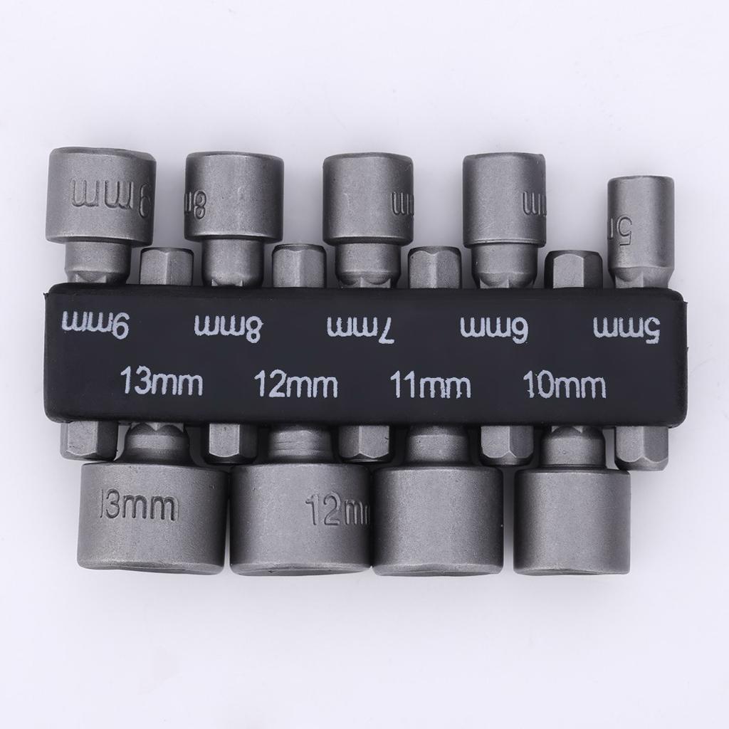 9/14pcs Strong Power Nut Driver Hex Socket Screwdrivers Set 5-13mm Screw Driver Air Nuts Spanner 1/4" Shank DIY Household Woodworking Tools