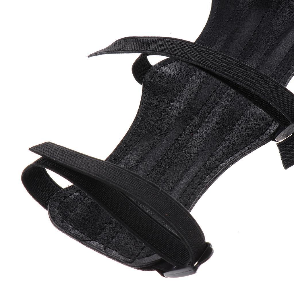 PU Leather 3 Straps Arm Guard for Recurve Compound Long Bow Hunting Shooting Black