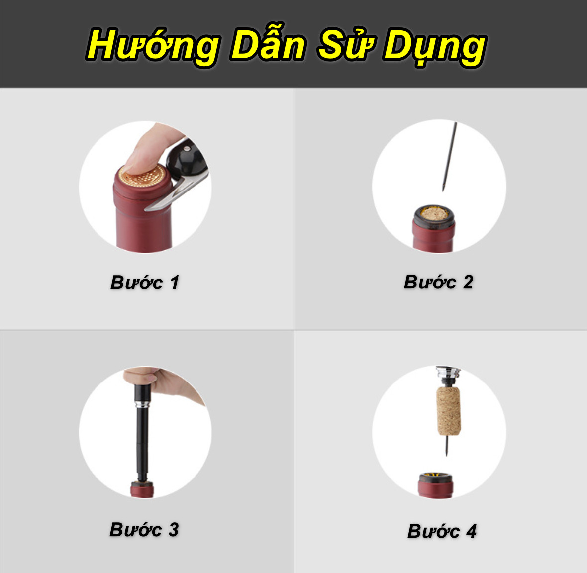 Bút Khui Rượu Vang Air Corkscrew Black Edition