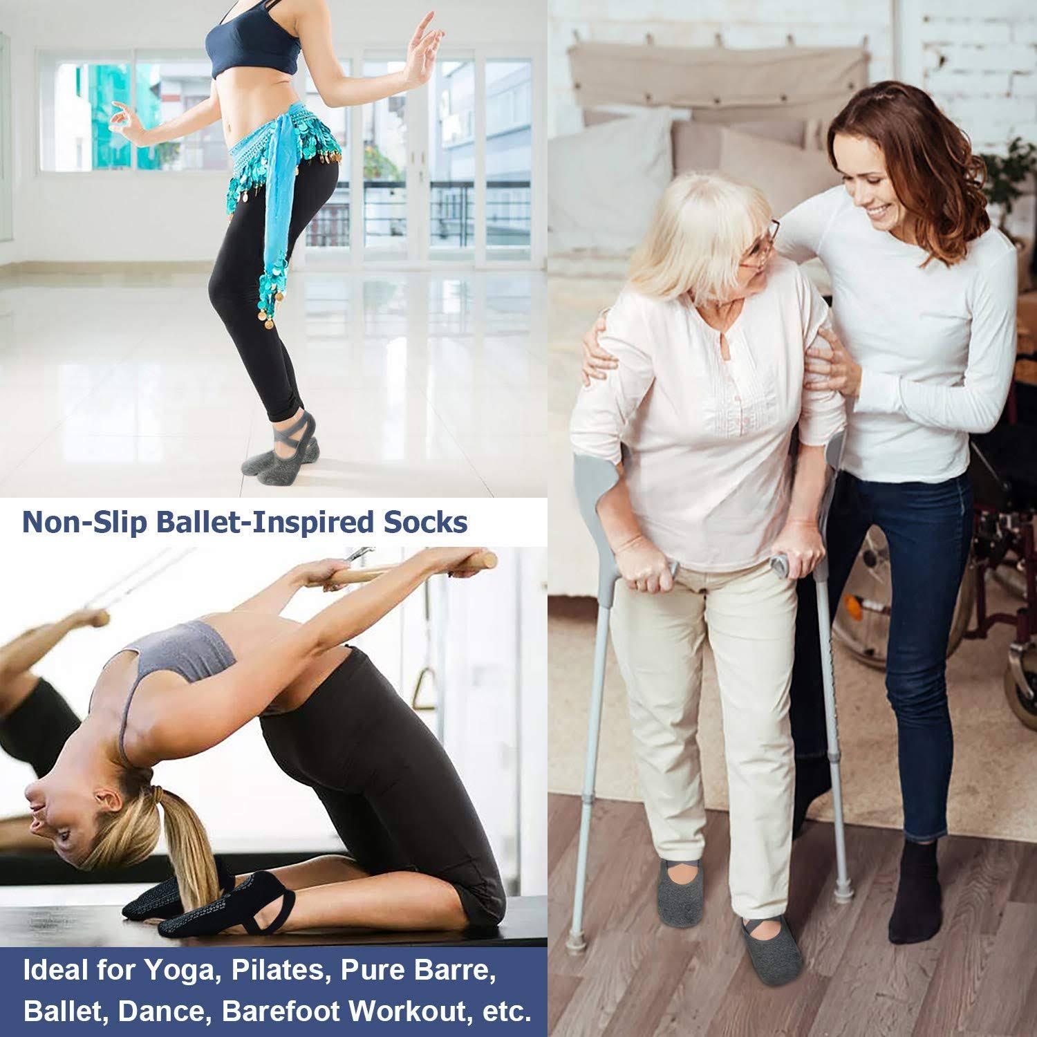 Vớ Yoga dành cho phụ nữ không trượt chống trượt Băng bông Vớ Lý tưởng năm ngón chân cho Pilates Pure Ballet Dance Bear Foot Workout Color: Red Size: EUR 35-40 US 4.5-8.5