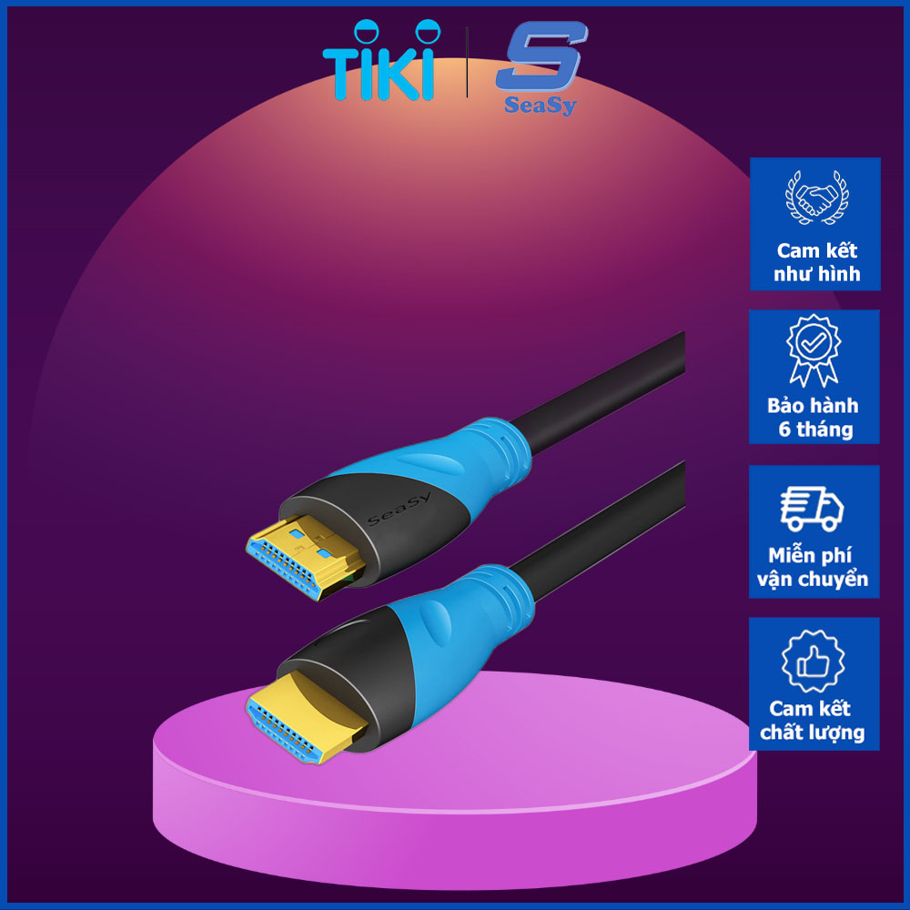 Cáp HDMI 2.0 4K 60Hz Cao Cấp SeaSy, Độ Phân Giải 4K 60Hz, Hai Đầu Mạ Vàng, Vỏ PVC Chống Nước, Dùng Cho Tivi/Laptop/Máy Chiếu/Playstation/PC/Các Thiết Bị Cổng HDMI - Hàng Chính Hãng