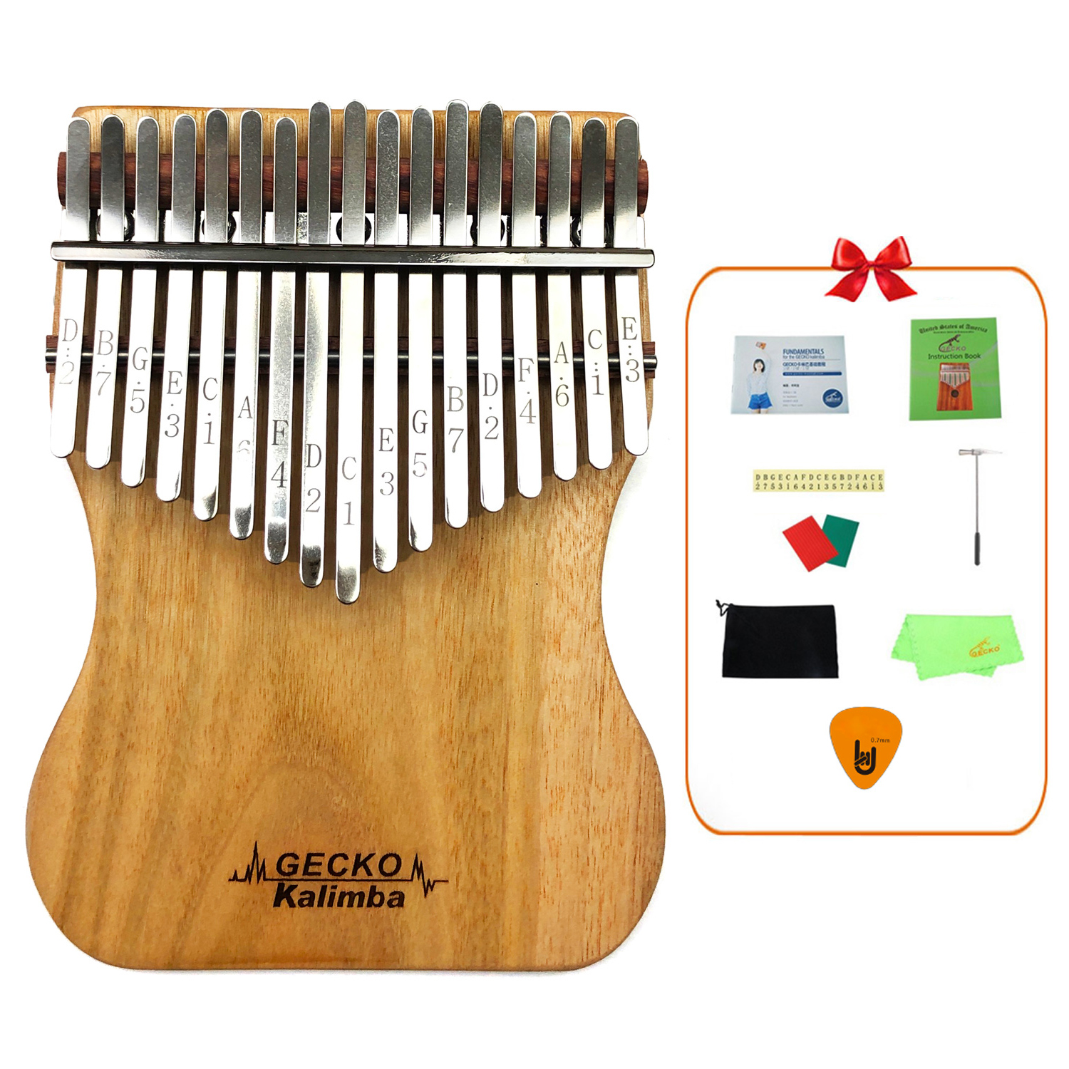 [Khắc Phím] Đàn Kalimba Gecko 17 Phím K17CAP (Gỗ Long Não Mbira Thumb Finger Piano 17 Keys) Hàng Chính Hãng - Kèm Móng Gẩy DreamMaker