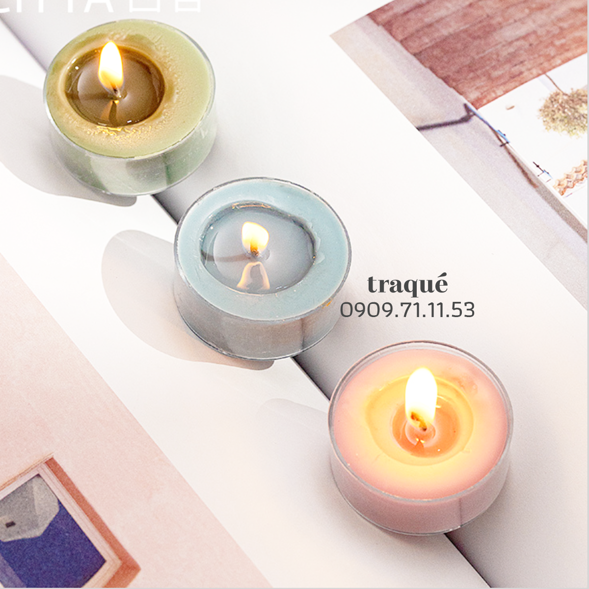 [LẺ - 5 mùi] Nến thơm Tealight 4 màu - trang trí, làm thơm phòng và tạo không gian lãng mạn