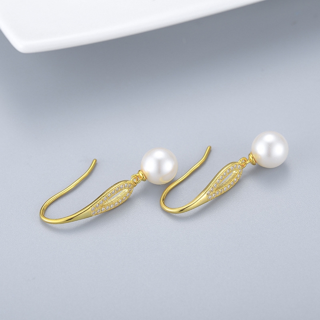 Bông Tai Ngọc Trai Nước Ngọt Thiên Nhiên Cao Cấp - Hạc Trắng - Trang Sức Cô Tấm - FlamingoPearl - CTJ0209