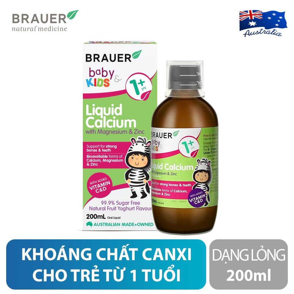 Siro bổ sung Canxi, Magie và Kẽm Brauer Baby & Kids Liquid Calcium With Magnesium & ZinC cho trẻ trên 1 tuổi
