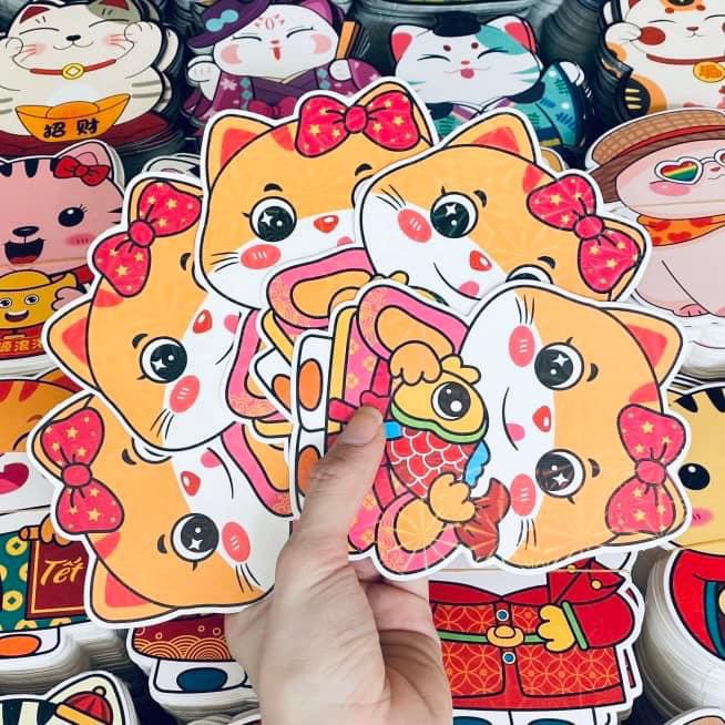 Combo 5 Bao Lì Xì Chibi Mèo Thần Tài Cầu May Mắn Quý Mão 2023 Quà Tặng Đáng Yêu