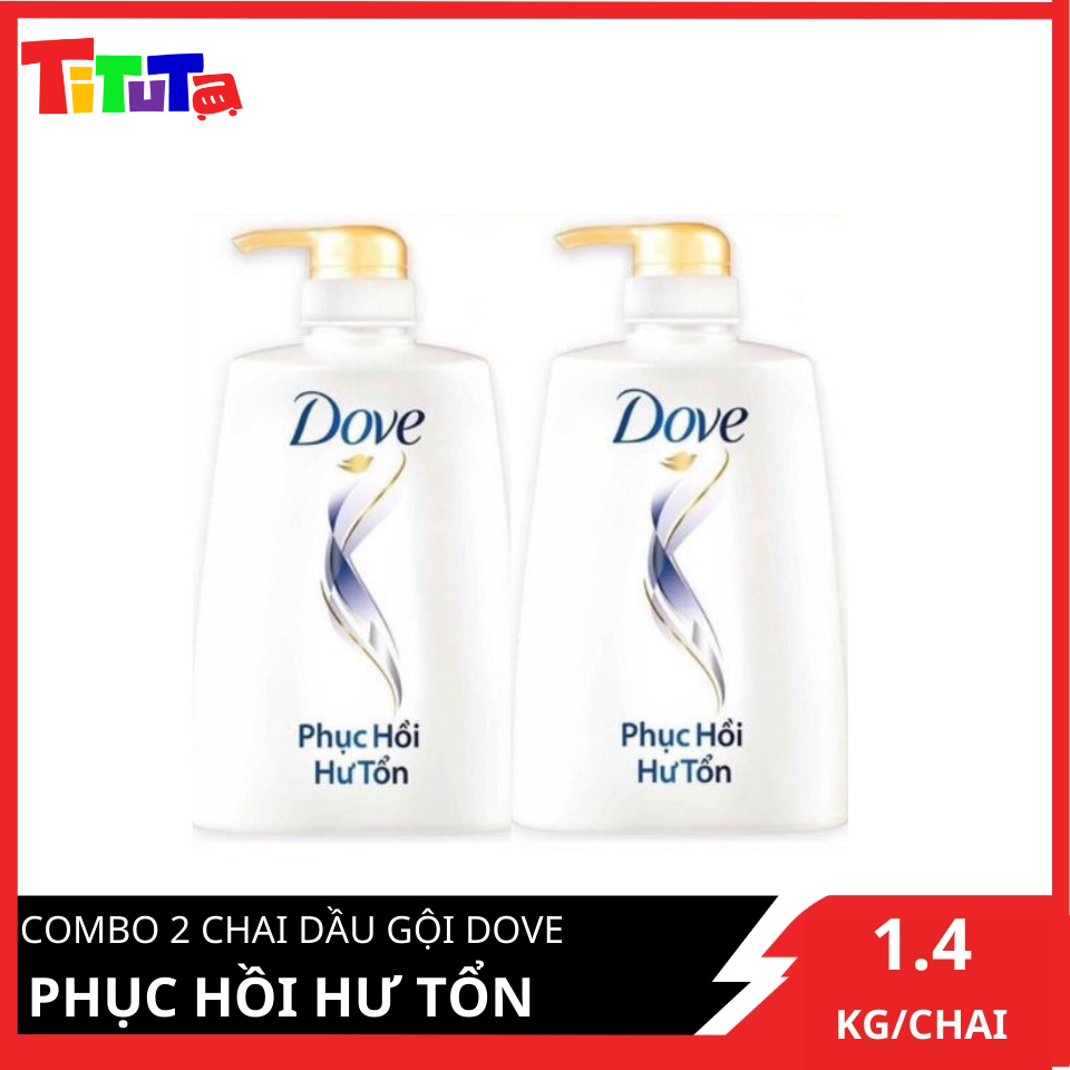 COMBO 2 Chai dầu gội Dove Hư tổn 1400g x2