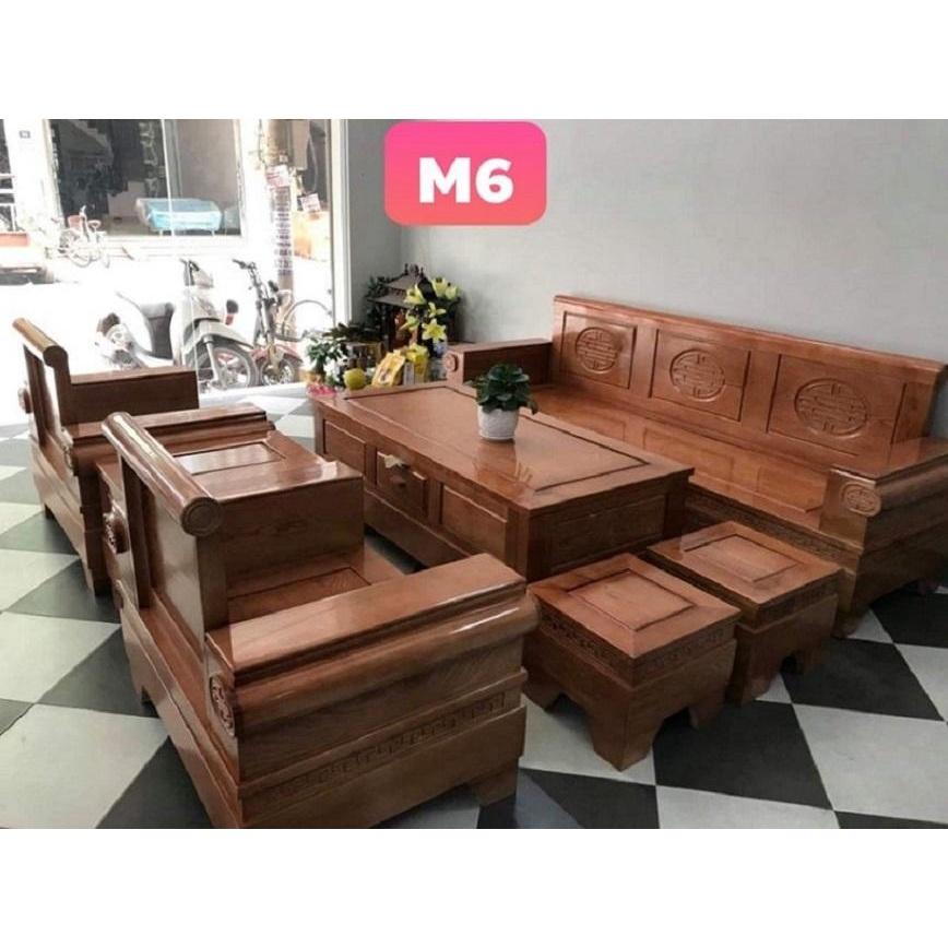 Bàn ghế sofa phòng khách gỗ sồi Nga mã M6
